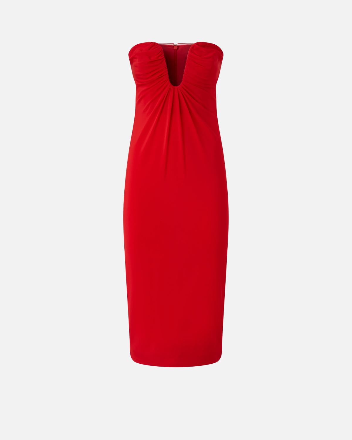 Pinko Evening Midi Dress With Contoured Neckline Lively Red