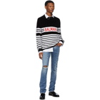 Balmain Black and White Velvet Logo Sweater