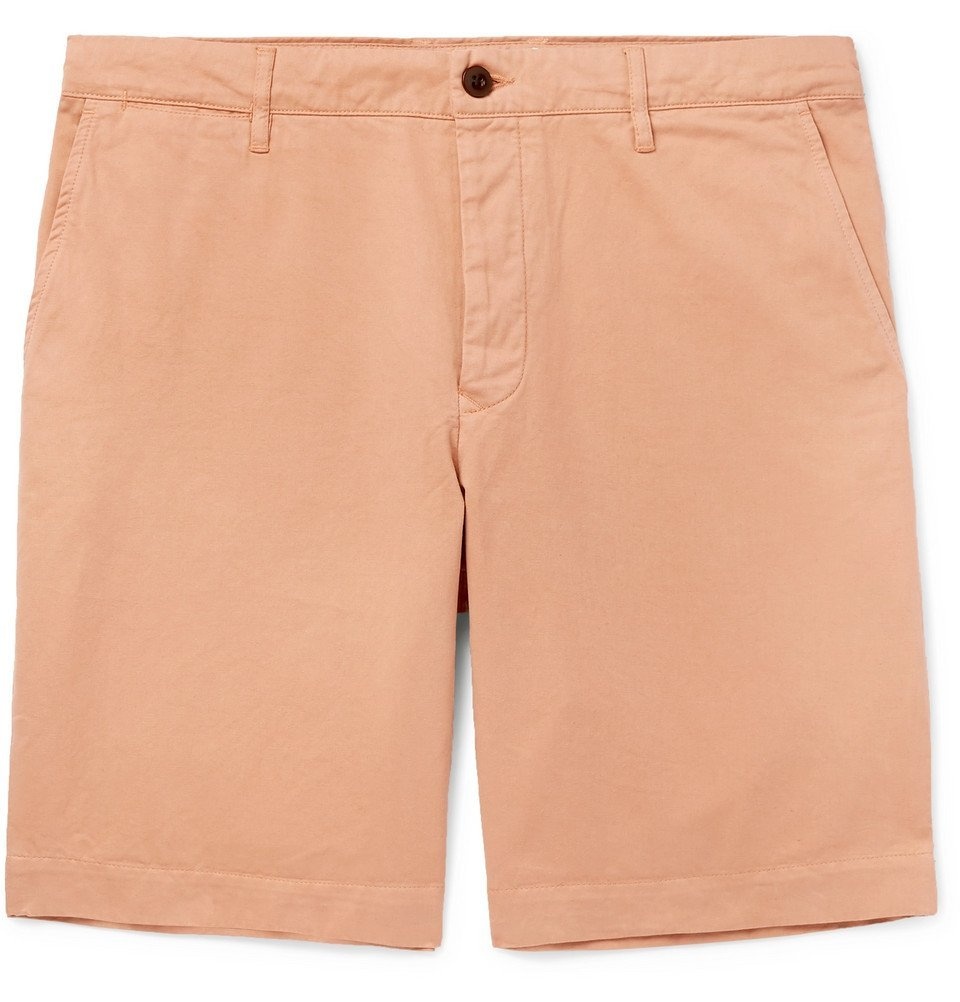 Photo: Mr P. - Slim-Fit Garment-Dyed Peached Cotton-Twill Bermuda Shorts - Pink