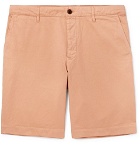Mr P. - Slim-Fit Garment-Dyed Peached Cotton-Twill Bermuda Shorts - Pink