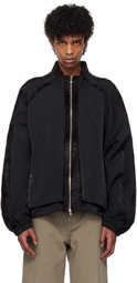 NULLUS Black Corduroy Paneled Athletes Track Jacket