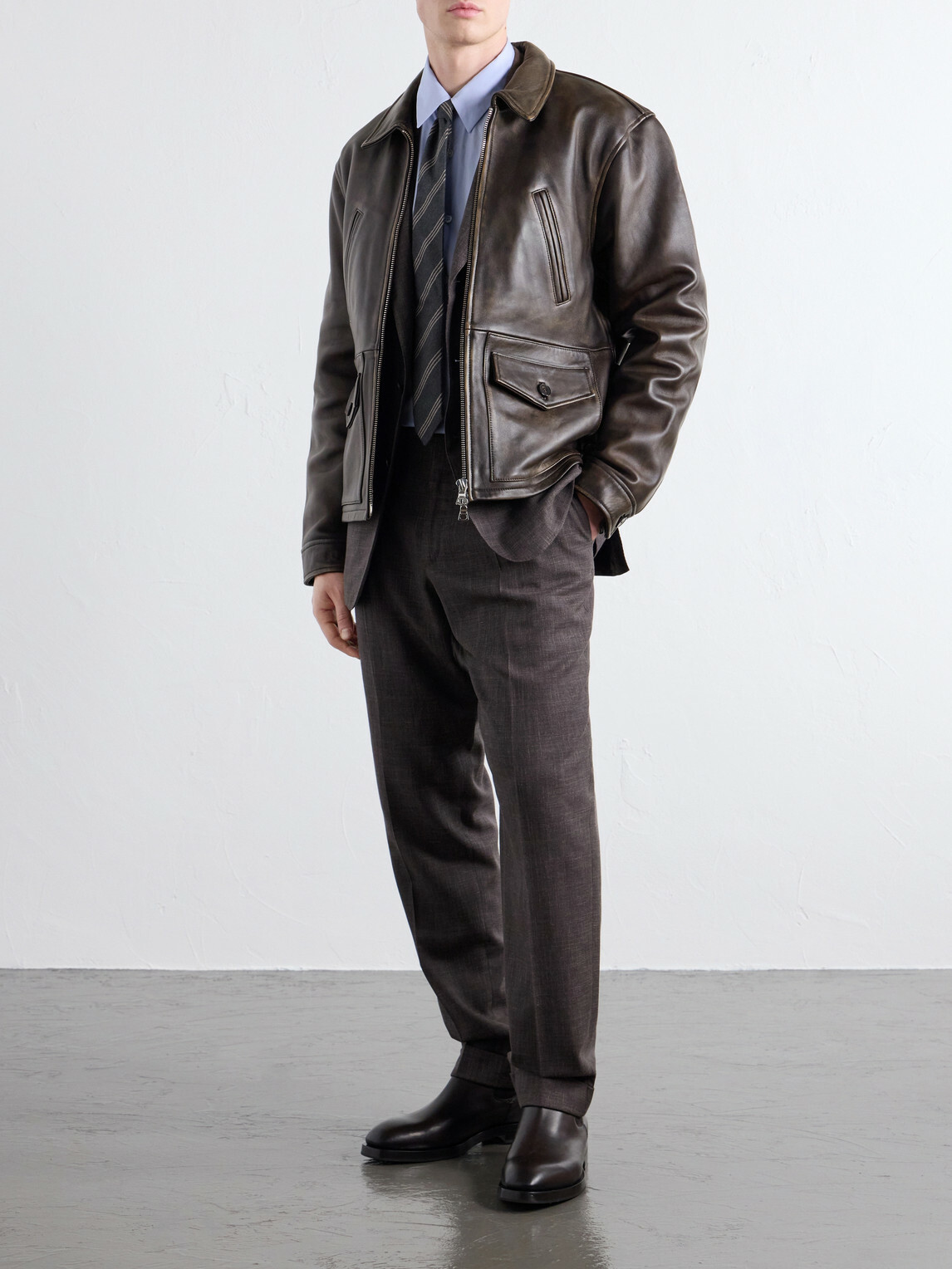 Officine Générale - Mori Leather Jacket - Brown