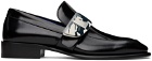 Burberry Black Leather Shield Loafers