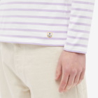 Armor-Lux Men's 59654 Long Sleeve Organic Stripe T-Shirt in Milk/Lavender