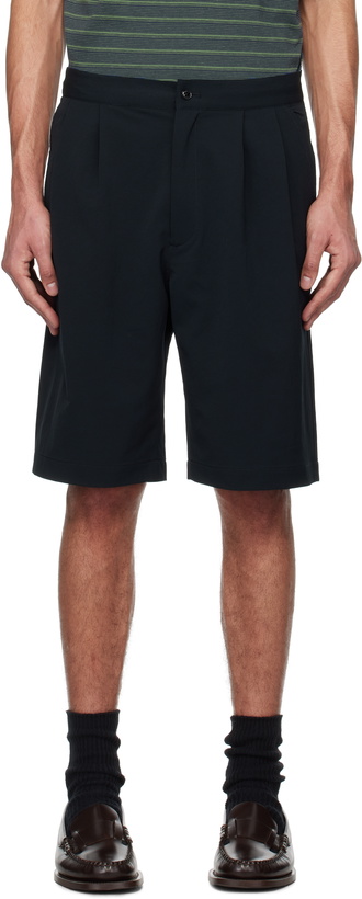 Photo: nanamica Black Double Pleats Shorts