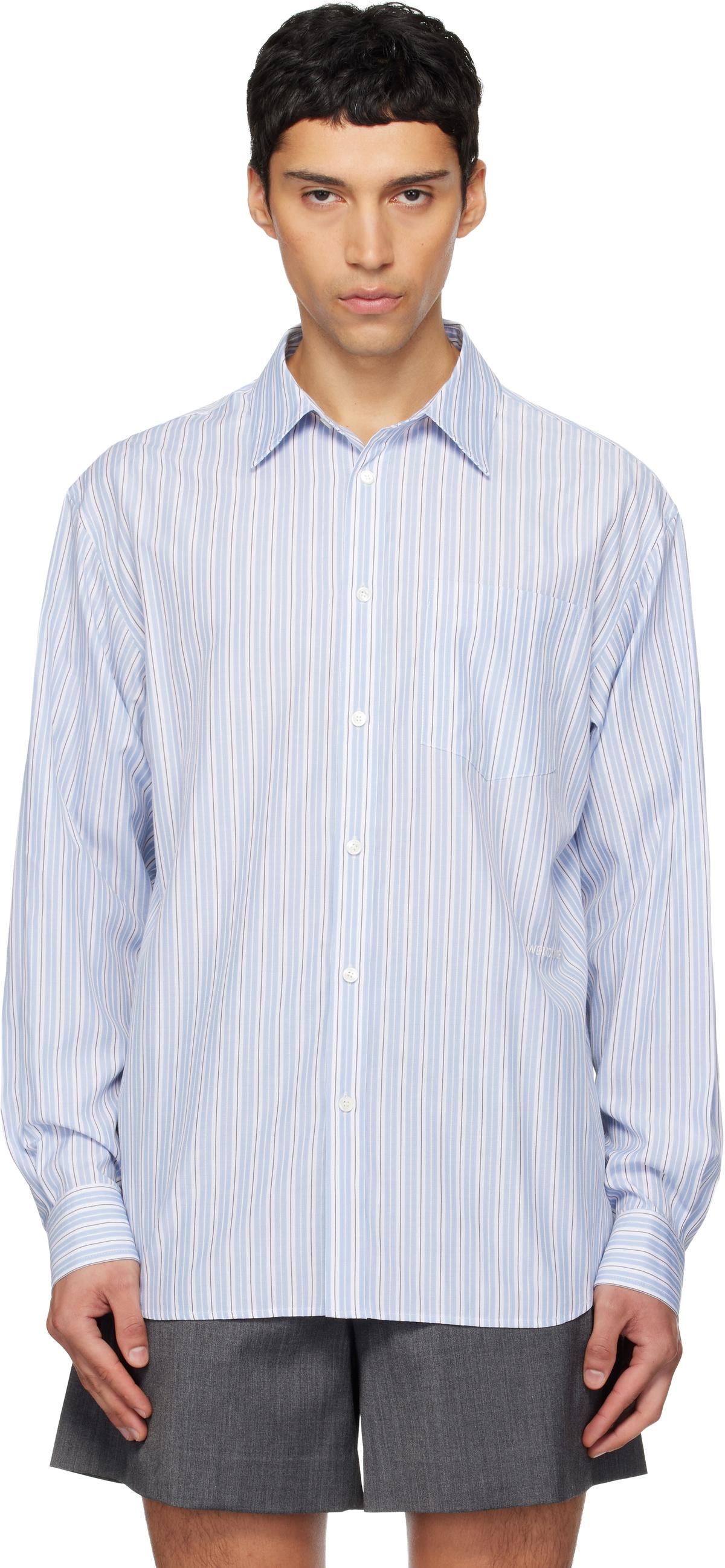 We11done Blue Striped Basic Shirt