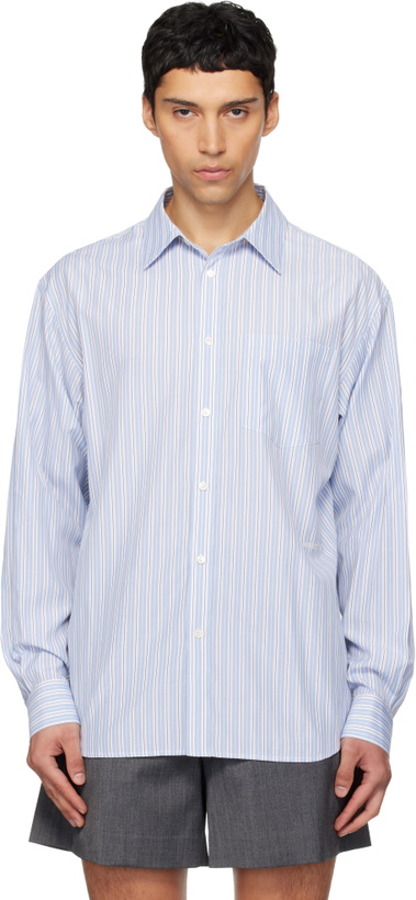 Photo: We11done Blue Striped Basic Shirt
