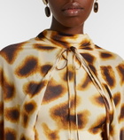 Christopher Esber Gyre printed asymmetric caped minidress