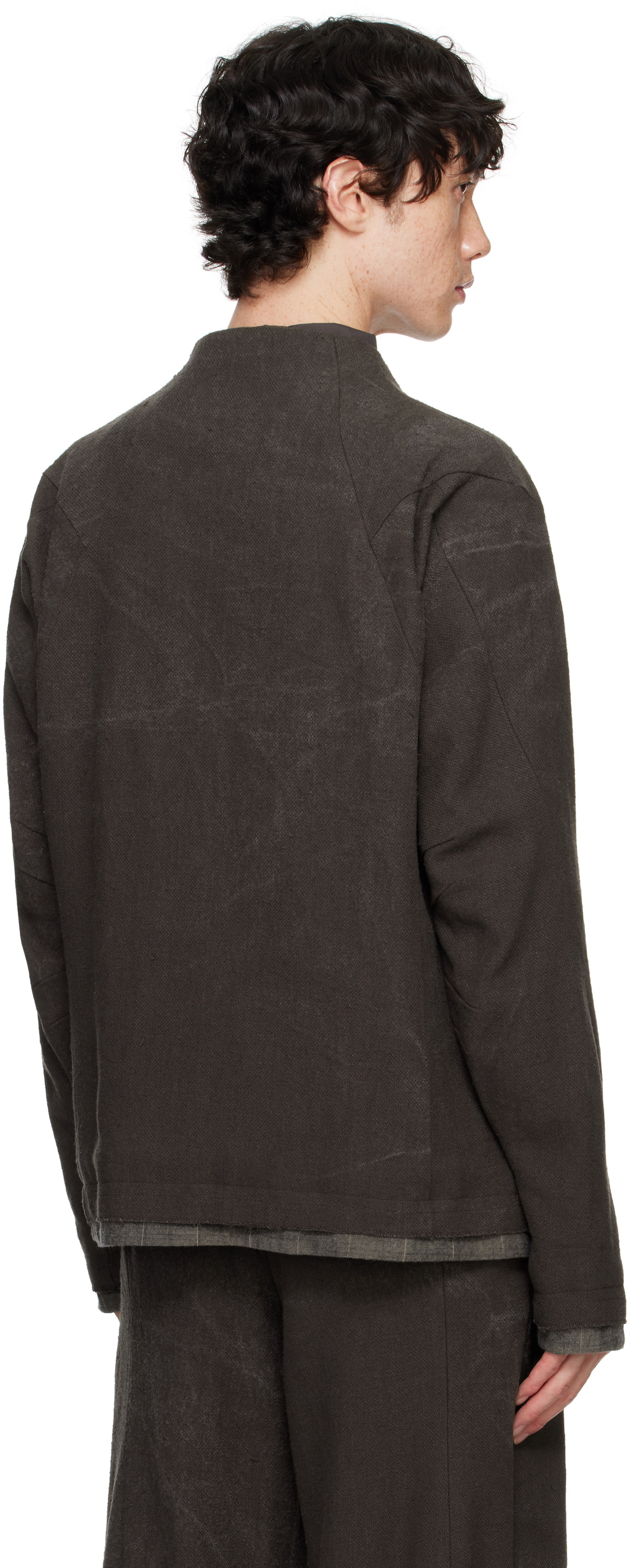 DEVOA Gray Basket-Woven Jacket
