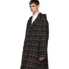 Gucci Blue and Yellow Check Hooded Coat