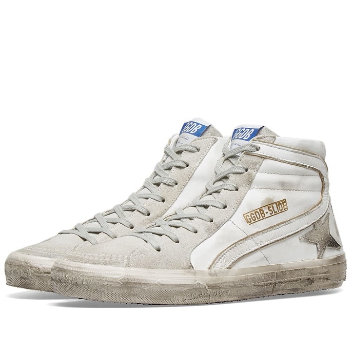 Photo: Golden Goose Deluxe Brand Slide Leather & Suede Sneaker White & Grey