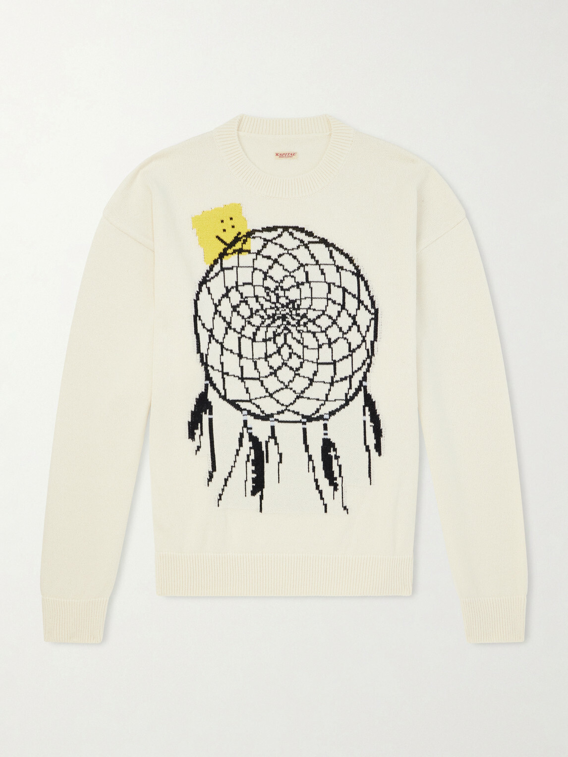 KAPITAL - Peckish Dream Catcher Intarsia Cotton-Blend Sweater - Neutrals