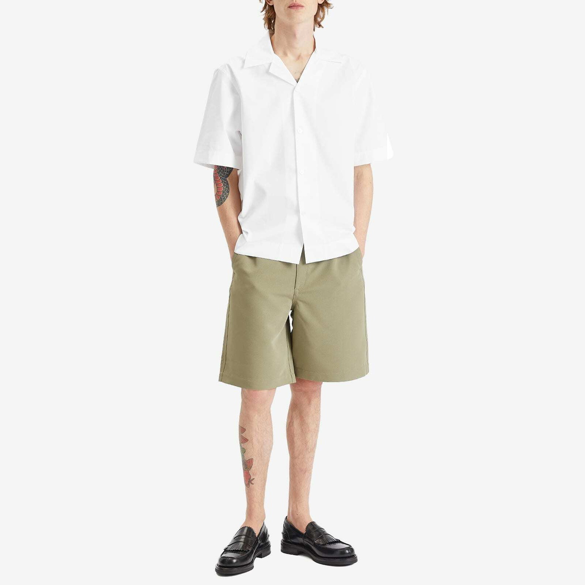 Róhe Men's Camp Collar Short Sleeve Shirt in Optic White