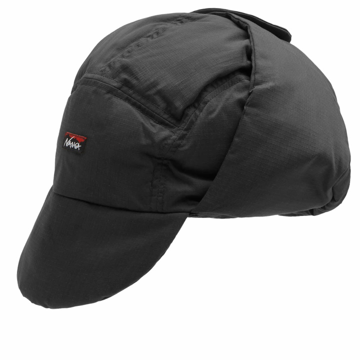 NANGA Black Takibi Ripstop Ear Flap Down Cap Nanga