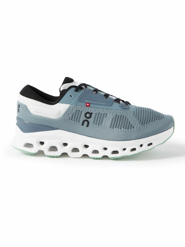 Photo: ON - Cloudstratus 3 Rubber-Trimmed Mesh Running Sneakers - Blue