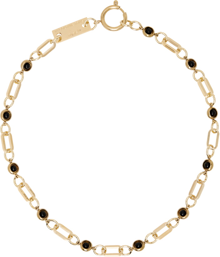 Photo: IN GOLD WE TRUST PARIS SSENSE Exclusive Gold Obsidian Mini Medals Necklace