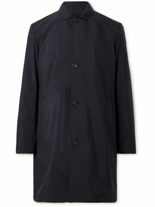 Photo: Loro Piana - Sebring Windmate Suede-Trimmed Storm System Shell Car Coat - Blue