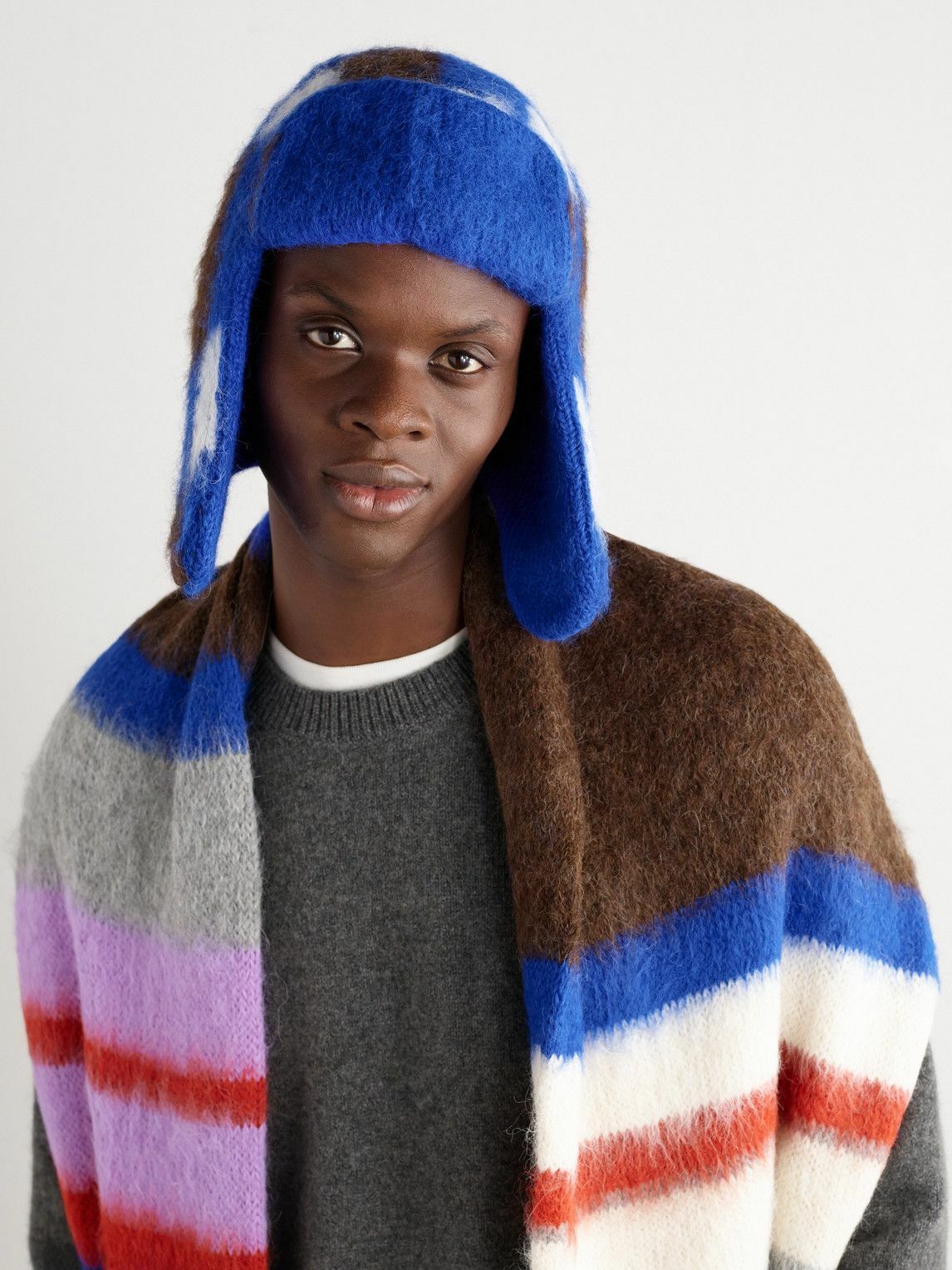 The Elder Statesman - Thistle Checked Alpaca-Blend Trapper Hat