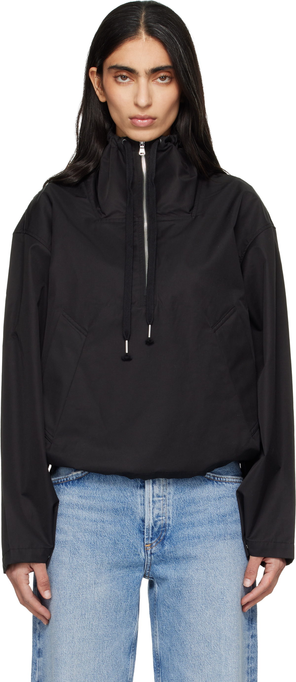 AGOLDE Black Lydia Nylon Popover Anorak