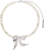 SHUSHU/TONG YVMIN Edition Diamond Bowknot Faux-Pearl Necklace