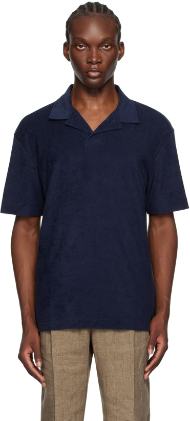 Photo: Sunspel Navy Towelling Polo