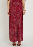 Rabanne Bead-embellished Chiffon Maxi Skirt Red