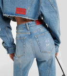 Alessandra Rich Paneled high-rise flared jeans