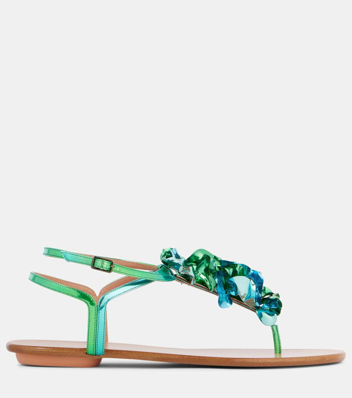 Aquazzura Summer Sun metallic leather thong sandals