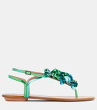 Aquazzura Summer Sun metallic leather thong sandals