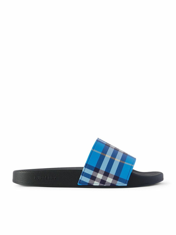 Photo: Burberry - Checked Canvas Slides - Blue