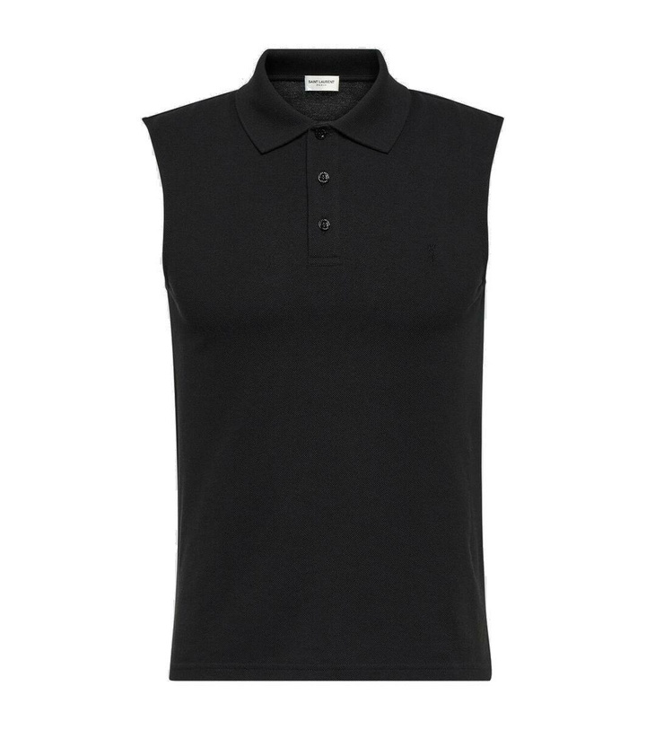 Photo: Saint Laurent Cotton-blend piqué polo shirt