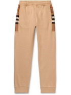 Burberry - Slim-Fit Tapered Checked Cotton-Blend Jersey Sweatpants - Brown