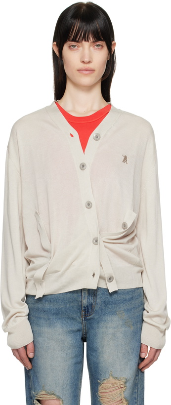 Photo: OPEN YY Gray Twisted Placket Cardigan