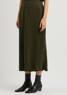 Eileen Fisher Cotton Midi Skirt Dark Green