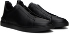 ZEGNA Black Deerskin Triple Stitch Sneakers