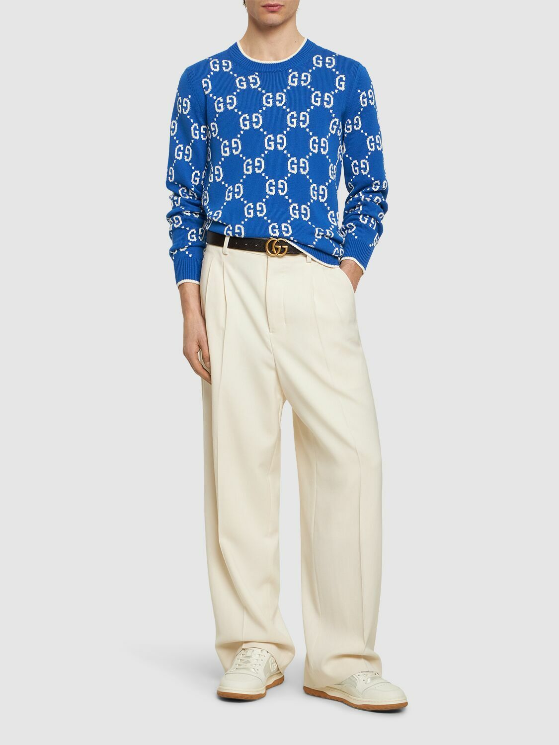 GUCCI - Gg Cotton Knit Sweater Gucci