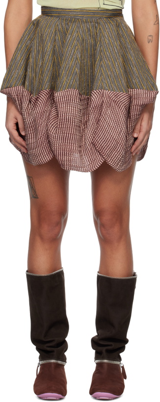 Photo: Kiko Kostadinov Gray & Burgundy Evelyn Miniskirt