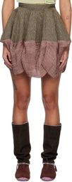 Kiko Kostadinov Gray & Burgundy Evelyn Miniskirt