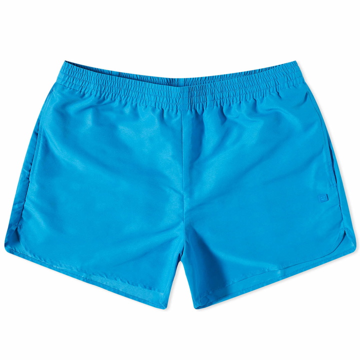 Photo: Acne Studios Men's Whim Optical Face Swim Short in Sapphire Blue