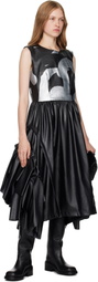 Comme des Garçons Black Faux Leather Printed Midi Dress