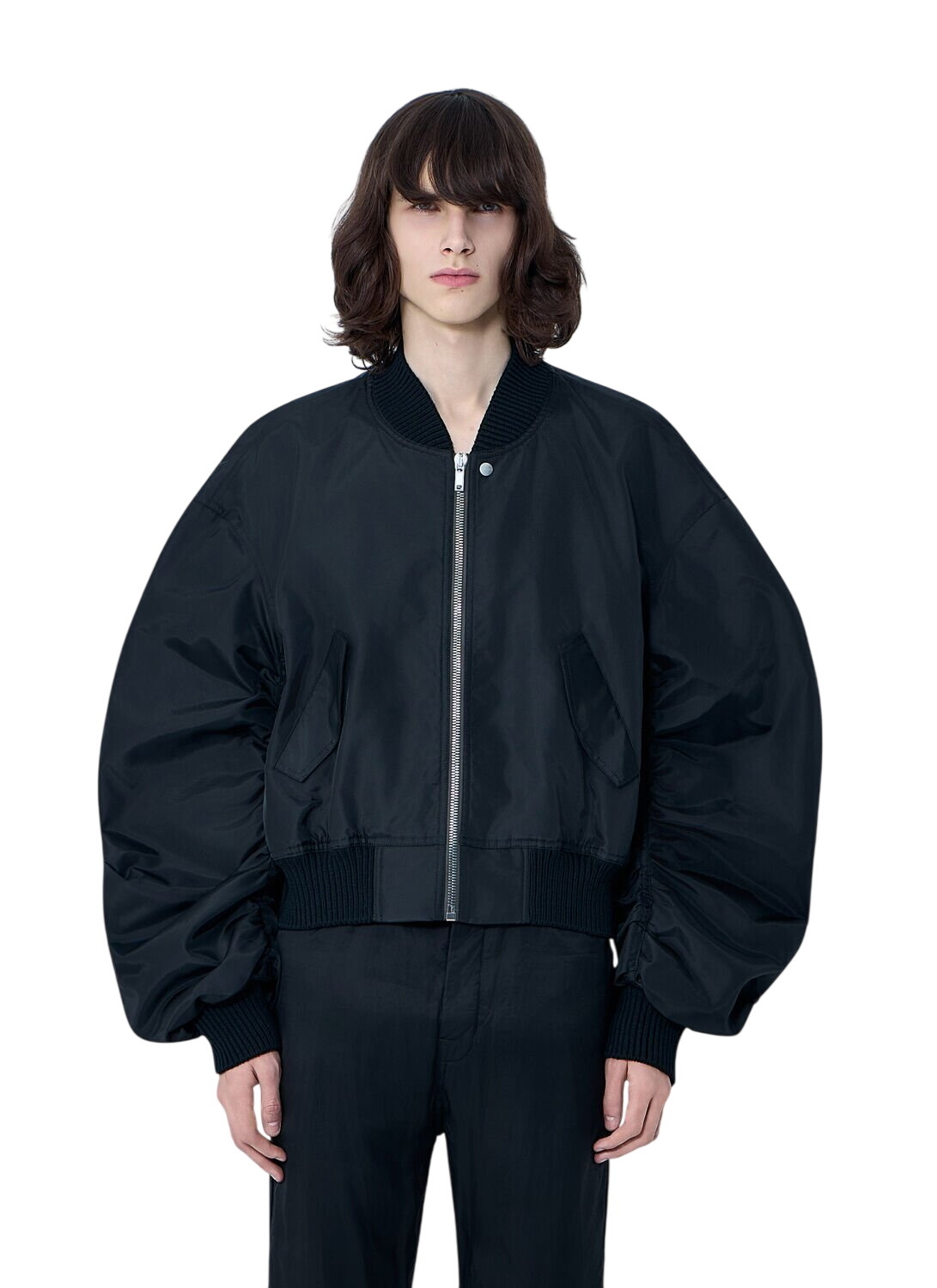 NO/FAITH STUDIOS Brown Removable Shoulder Bomber Jacket