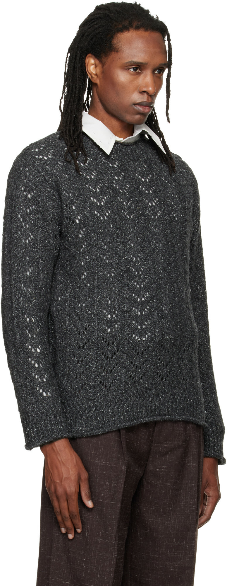 NULLUS Gray Eyelet Sweater