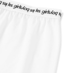 Les Girls Les Boys - Grosgrain-Trimmed Cotton-Jersey Boxer Shorts - White