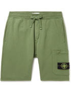 Stone Island - Straight-Leg Logo-Appliquéd Cotton-Jersey Drawstring Shorts - Green