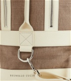 Brunello Cucinelli Leather-trimmed canvas crossbody bag