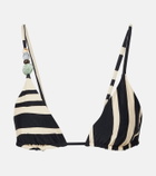 SIR Embellished striped bikini top