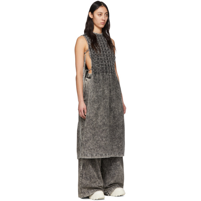 S.R. STUDIO. LA. CA. Black Checkered Pleats Mineral Wash Bib Dress