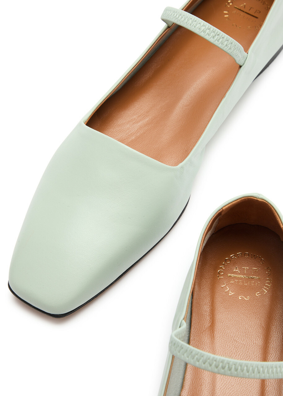 Atp Atelier Petina Leather Ballet Flats Light Green