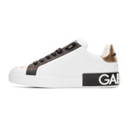 Dolce and Gabbana White and Black Printed Portofino Sneakers