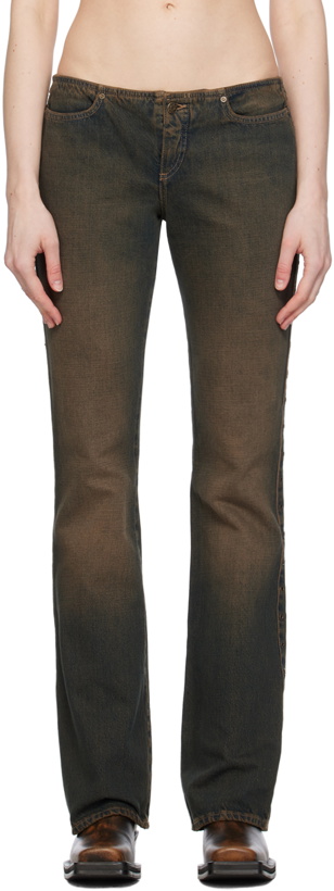 Photo: GUESS USA Brown & Blue Eyelet Jeans